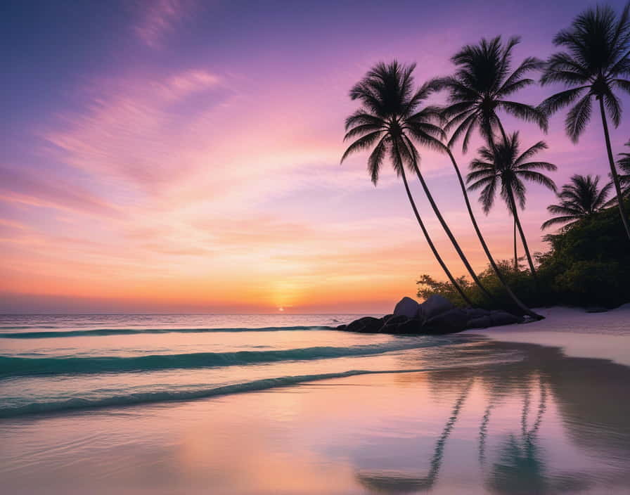 serene-beach-at-sunset-soft-pastel-colored-sky-reflecting-on-calm-waters-silhouetted-palm-trees-sw